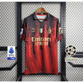 เสื้อกีฬาแขนสั้น ลายทีม AC Milan 4th jersey 22 23 Fans version kit S-4XL ชุดเยือน