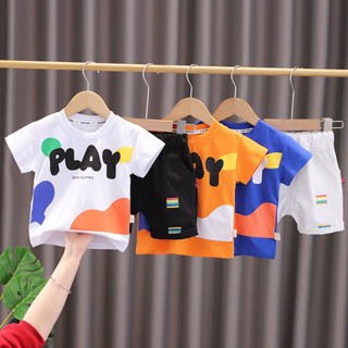 เสื้อยืด และกางเกงขาสั้น สีมัดย้อม แฟชั่นสําหรับเด็กผู้ชาย อายุ 1-2-4-5 ปี 2023