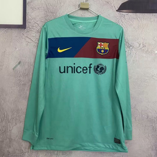 เสื้อยืดแขนยาว ลายทีมชาติฟุตบอล Gaopin 2010/2011 season Barcelona ชุดเยือน สไตล์เรโทร