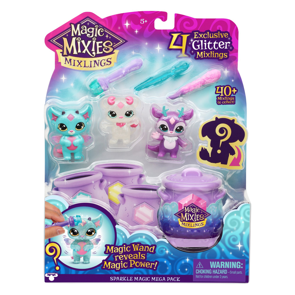 Magic Mixies Mixlings Sparkle Magic Mega 4 Pack, Magic Wand Reveals Magic Power ไม้กายสิทธิ์ ของเล่น