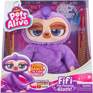 Pets Alive Fifi the Flossing Sloth Purple - 11" Interactive Animal Dancing Robotic Plush Toy ของเล่นตุ๊กตาหุ่นยนต์เต้นรํา สีม่วง ขนาด 11 นิ้ว