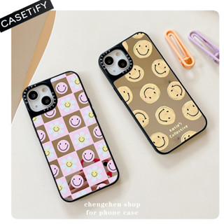 Casetify เคสโทรศัพท์มือถือ ลายหน้ายิ้ม พร้อมกระจก สําหรับ iPhone 14ProMax 13Pro 13 11 12Promax 13Promax 11 12 13 14