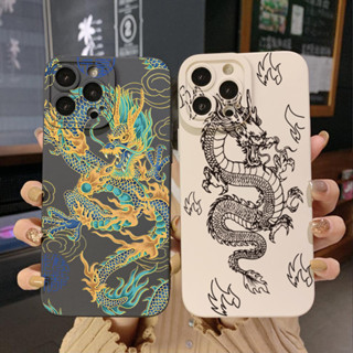 เคสโทรศัพท์มือถือ ขอบสี่เหลี่ยม ลายมังกรจีน สําหรับ Xiaomi Redmi Note 12 4G Pro 5G 9S 9A 12C