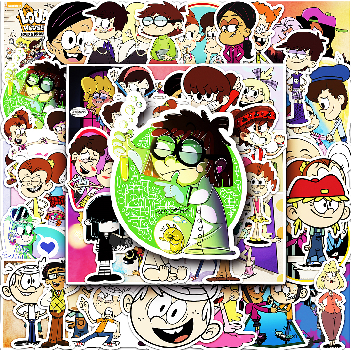 50 ชิ้น 50 ชิ้นตลก Loud House สติ๊กเกอร์กันน้ํา DIY สําหรับโทรศัพท์แล็ปท็อปรถสติกเกอร์ Creative Home Decal
