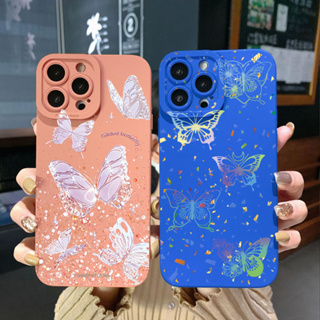 เคสโทรศัพท์มือถือ ขอบสี่เหลี่ยม ลายผีเสื้อ หรูหรา สําหรับ Xiaomi Redmi Note 12 4G Pro 5G 9S 9A 12C