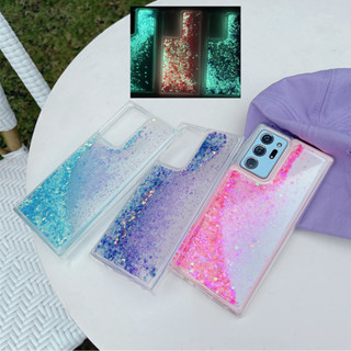 เคสโทรศัพท์มือถือแบบนิ่ม TPU มีทรายไหล แต่งกลิตเตอร์ สีเรืองแสง สําหรับ Samsung S23 S22 S21 S20 Note20 Ultra S23 Plus S20FE