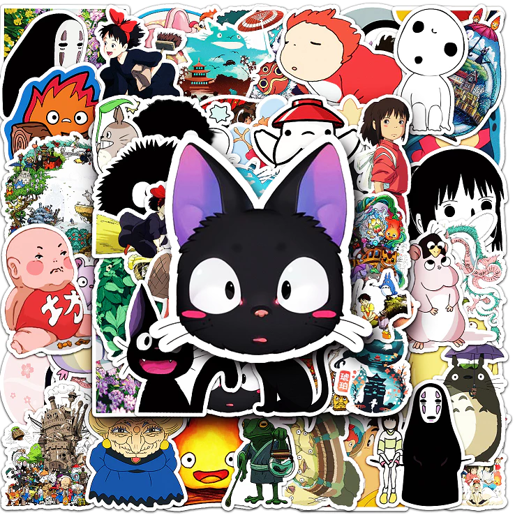 50 ชิ้นน่ารัก Hayao Miyazaki สติกเกอร์กันน้ํา DIY สําหรับโทรศัพท์แล็ปท็อปรถสติกเกอร์ Creative Home Decal
