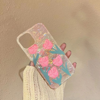 เคสโทรศัพท์มือถือ Tpu แบบนิ่ม ลายดอกกุหลาบ สีชมพู สําหรับ iPhone 12Pro 13Pro 14 14promax 14pro 11