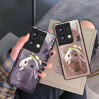 Dmy เคสกระจกนิรภัย ลายกระต่ายน่ารัก สําหรับ OPPO Reno 8 8T 7 pro 8Z 7 7Z 5 4 6 6Z 2F 3 2 Z F11 pro F9 R15 pro R17 R9S