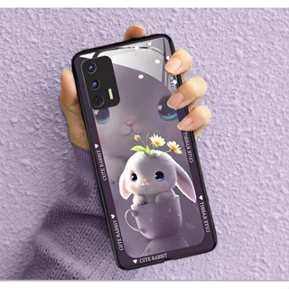 Dmy เคสโทรศัพท์มือถือกระจกนิรภัย ลายกระต่ายน่ารัก สําหรับ OPPO Realme GT neo GT master C35 C31 X7 Pro X50 XT C25Y C21Y C11 C12 C15 5 5i 6 6i 7 Pro 7i 8 8i 9 Pro 10