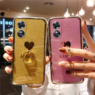 เคสโทรศัพท์มือถือ ลายกลิตเตอร์ พร้อมแหวนขาตั้ง สําหรับ Oppo A17k a17 A78 5G