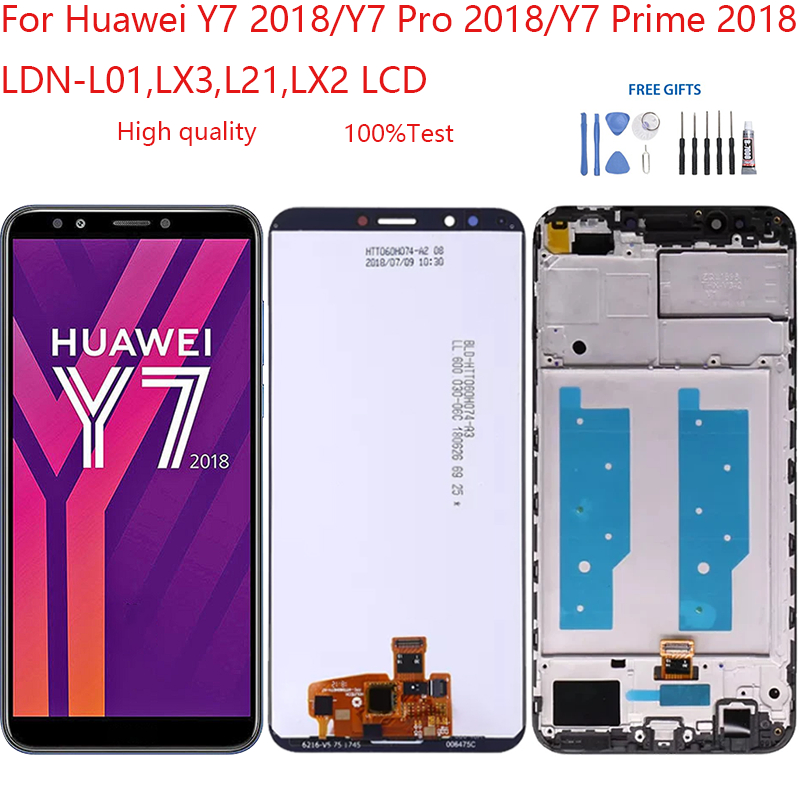 อะไหล่หน้าจอสัมผัสดิจิทัล LCD แบบเปลี่ยน สําหรับ Huawei Y7 2018 Y7 Pro 2018 Y7 Prime 2018 LDN-L01 LX3 L21 LX2
