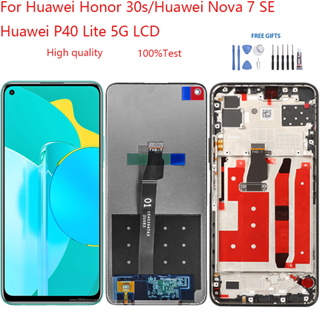 อะไหล่หน้าจอสัมผัสดิจิทัล LCD แบบเปลี่ยน สําหรับ Huawei Honor 30s Nova 7 SE P40 Lite 5G