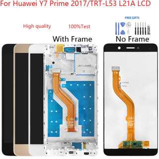 อะไหล่หน้าจอสัมผัสดิจิทัล LCD แบบเปลี่ยน สําหรับ Huawei Y7 Prime 2017 TRT-L53 L21A