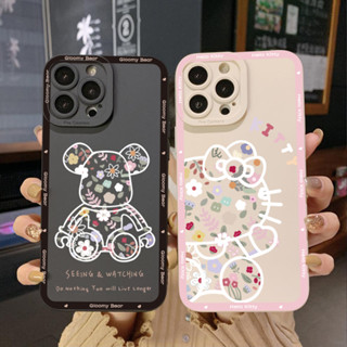 เคสโทรศัพท์มือถือ ลายดอกไม้ กระต่าย แมว ขอบสี่เหลี่ยม สําหรับ Xiaomi Redmi Note 12 4G Pro 5G 9S 9A 12C