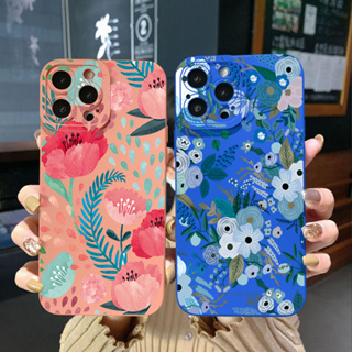 เคสโทรศัพท์มือถือ ขอบสี่เหลี่ยม ลายดอกไม้ หรูหรา สําหรับ Xiaomi Redmi Note 12 12S 4G Pro 5G 9S 9A 12C