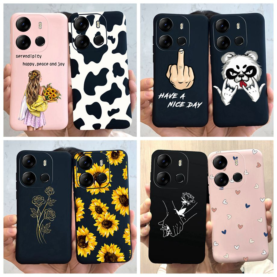 Tecno Spark Go 2023 เคสซิลิโคน TPU แบบนิ่ม ลายดอกทานตะวัน วัว สําหรับ Tecno Spark Go 2023 Shell 6.56 นิ้ว