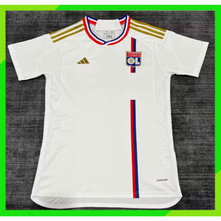 เสื้อกีฬาแขนสั้น ลายทีมชาติฟุตบอล Lyon 2023 2024 ชุดเหย้า สีขาว สําหรับผู้ชาย