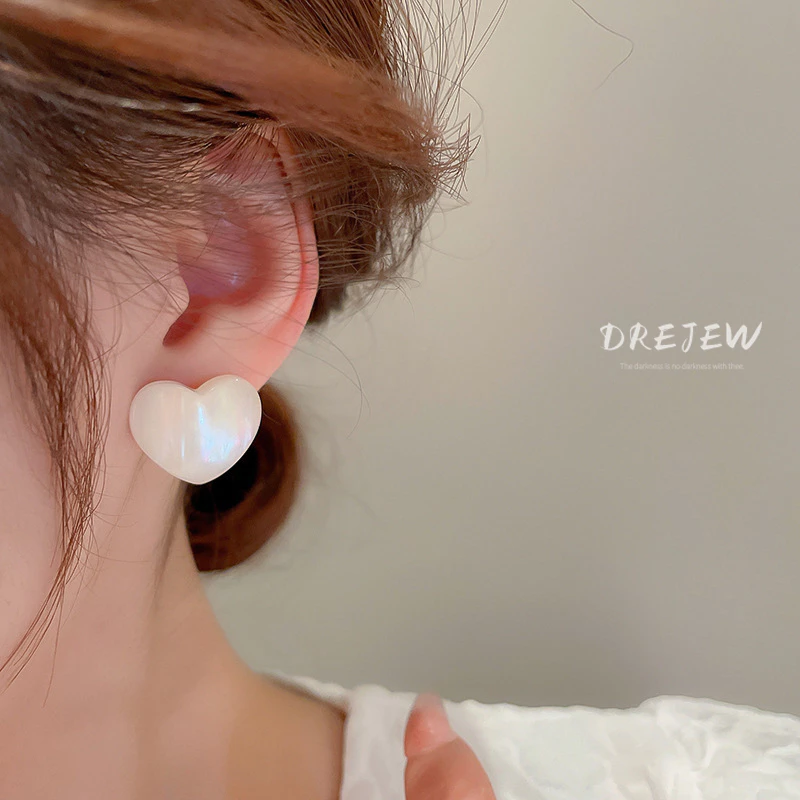 DREJEW ต่างหูเข็มเงิน รูปหัวใจ นางเงือก thumbnail 4