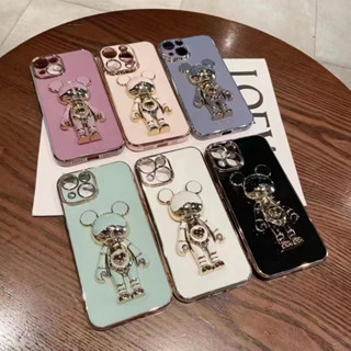 OPPO A15 A15S เคส OPPO A16 เคส OPPO A16K เคส OPPO A54 เคส OPPO A74 5G เคส OPPO A91 OPPO ขอบตรง Electroplated Mickey Holder กรณีโทรศัพท์