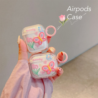 เคสหูฟัง ลายดอกไม้ ผีเสื้อ สองด้าน สําหรับ Apple AirPods Pro2 Pro AirPods 1 2 AirPods 3