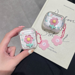 เคสหูฟัง แบบสองด้าน ลายดอกไม้ สามมิติ และจี้ สําหรับ Apple AirPods Pro2 Pro AirPods 1 2 AirPods 3