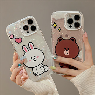 [เคสโทรศัพท์มือถือ ลายการ์ตูนหมีบราวน์ กระต่าย หรูหรา กันกระแทก] สําหรับ iPhone14pro 13 12 pro max 11