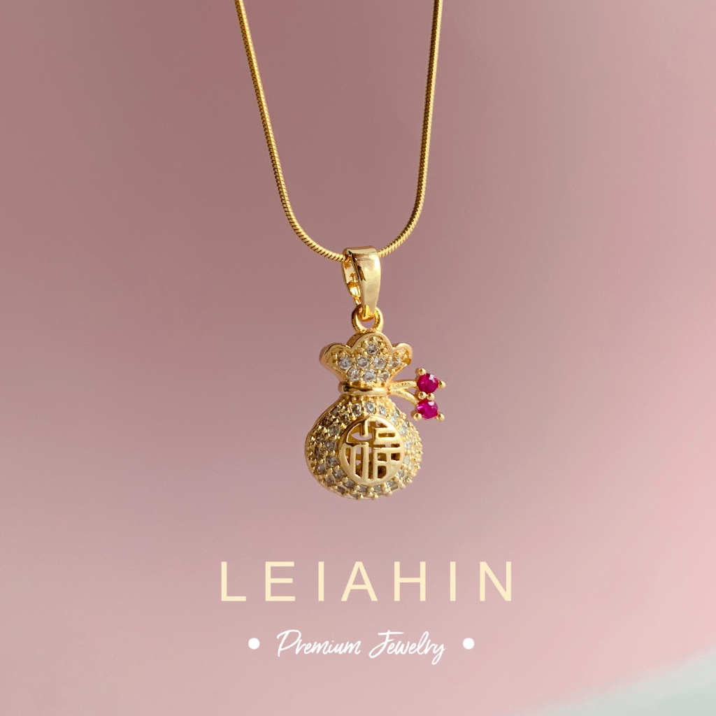 LEIAHIN กระเป๋าเงินโชคดี สร้อยคอโซ่ สเตนเลส ชุบทอง 18k ปรับขนาดได้ เครื่องประดับ สําหรับผู้หญิง