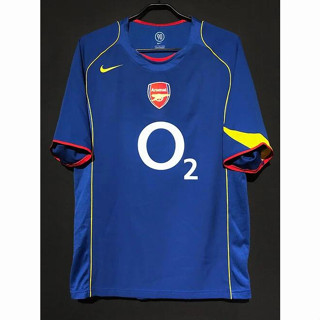 เสื้อกีฬาแขนสั้น ลายทีมชาติฟุตบอล Gaopin 2004/2005 season Arsenal ชุดเยือน สีฟ้า สไตล์เรโทร