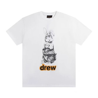 Drew House เสื้อยืดแขนสั้นลําลอง ทรงหลวม พิมพ์ลายกระต่ายหน้ายิ้ม แฟชั่นฤดูร้อน และฤดูใบไม้ผลิ สําหรับผู้ชาย และผู้หญิง