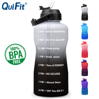 Quifit Tritan ขวดน้ํา 2 ลิตร กันรั่วซึม พร้อมหลอดดูด ช่วยลดน้ําหนัก รักษาแรงจูงใจ สําหรับเล่นกีฬา ฟิตเนส กลางแจ้ง