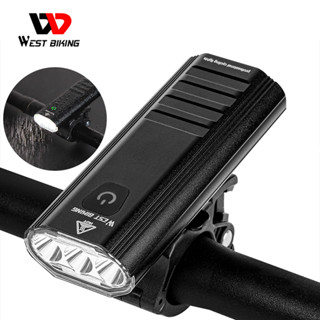 WEST BIKING ไฟหน้าจักรยาน ขี่กลางคืน แสงจ้า ไฟฉาย USB ชาร์จ กันฝน