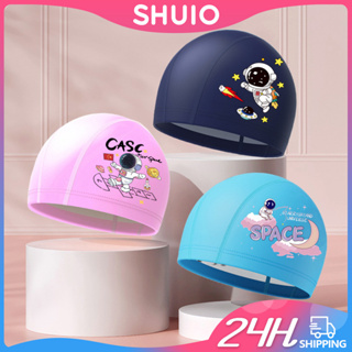 Shuio หมวกว่ายน้ํา หนัง PU กันน้ํา สําหรับเด็กผู้ชาย และเด็กผู้หญิง อายุ 3-8 ปี