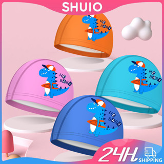 Shuio หมวกว่ายน้ํา หนัง PU กันน้ํา พิมพ์ลายการ์ตูน สําหรับเด็ก