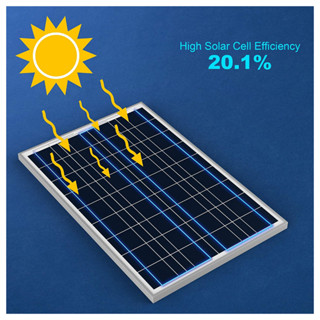 แผงโซลาร์เซลล์โพลีคริสตัลไลน์ 20W 18V กันน้ํา สําหรับชาร์จแบตเตอรี่ 12V ในเรือนกระจก เต็นท์ รถบ้าน รถยนต์ หรือจ่ายไฟ 12V พัดลมดูดอากาศ และเครื่องใช้ไฟฟ้าอื่น ๆ