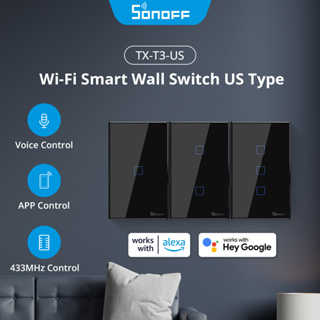 Sonoff T3 TX US 1/2/3 Gang 433Mhz RF WiFi สวิตช์ควบคุมระยะไกลผ่านแอพ eWeLink ทํางานร่วมกับ Alexa Google Home IFTTT