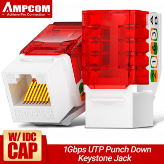 Ampcom Cat6 RJ45 Modular JACK โมดูลแจ็คเชื่อมต่อเครือข่ายอีเธอร์เน็ต 90 องศา