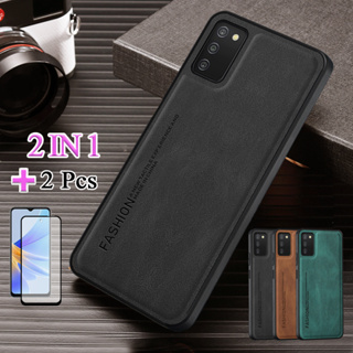 2 IN 1 เคสโทรศัพท์หนัง เซรามิก ทรงโค้ง ป้องกันหน้าจอ หรูหรา สําหรับ Samsung Galaxy A03s