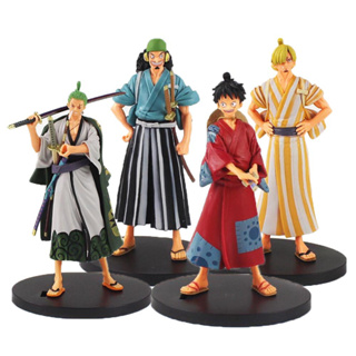 โมเดลฟิกเกอร์ PVC อนิเมะ One Piece Kimono Monkey D Luffy Roronoa Zoro Usopp Sanji ขนาด 18 ซม. ของเล่นสําหรับเด็ก 1 ชิ้น