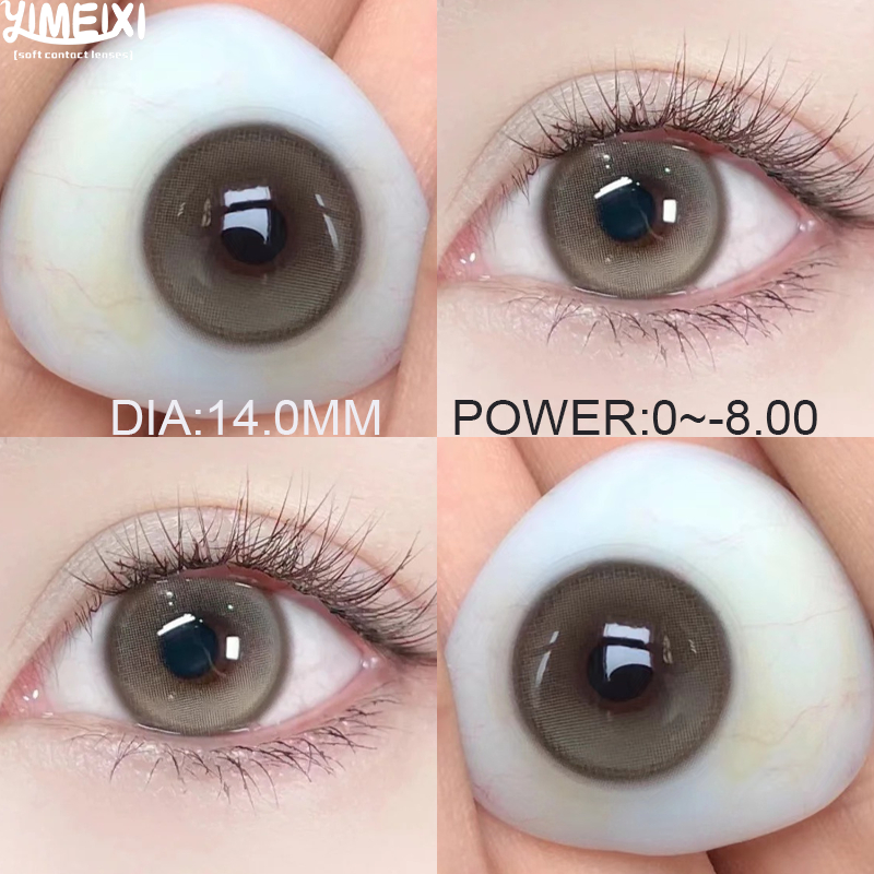 Yimeixi คอนแทคเลนส์ สีน้ําตาล 14.00 มม. เกรด 1 ปี 14.2 มม. สําหรับนักเรียน ผู้หญิง 2 ชิ้น