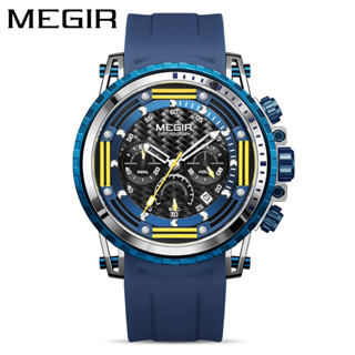 Megir นาฬิกาข้อมือควอตซ์แฟชั่น สายซิลิโคน กันน้ํา สําหรับบุรุษ 2143G