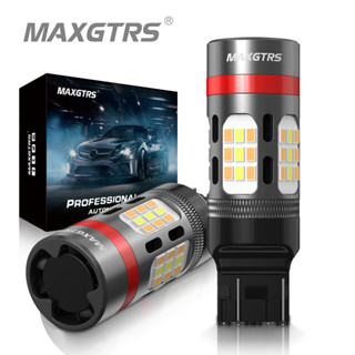 Maxgtrs หลอดไฟเลี้ยว LED DRL 7443 W21 5W 1157 3157 P21 5W 3020 สีขาวอําพัน 2 ชิ้น