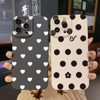 เคสโทรศัพท์มือถือ ขอบสี่เหลี่ยม ลายจุดหัวใจ สําหรับ Xiaomi Redmi Note 12 12S 4G Pro 5G 9S 9A 12C