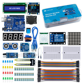 Lafvin ชุดโมดูลเซนเซอร์สตาร์ทเตอร์ สําหรับ Arduino Uno Set R3 0.96 นิ้ว OLED 1602 หน้าจอ LCD พร้อมสอน