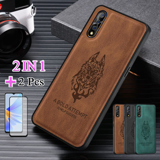 2 IN 1 เคสโทรศัพท์หนัง เซรามิก กันรอยหน้าจอ หรูหรา พร้อมตัวโค้ง สําหรับ VIVO S1