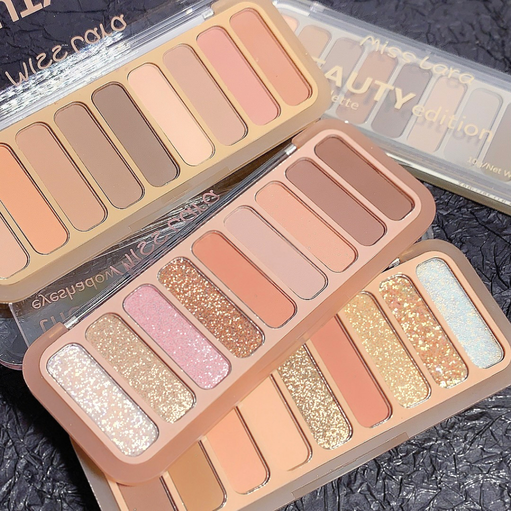 Miss lara พาเลตต์อายแชโดว์ เนื้อแมตต์ ชิมเมอร์ ชิมเมอร์ กันน้ํา ติดทนนาน NO.MS-109 9 สี