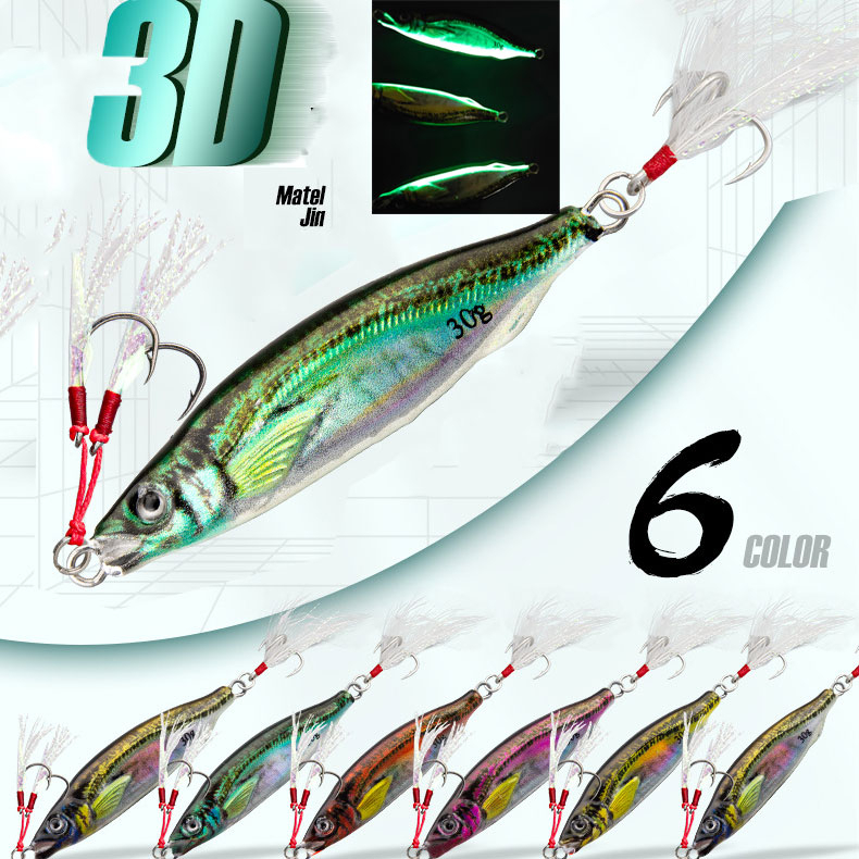 【TRAINFIS】หัวจิ๊ก จิ๊กโลหะเรืองแสง 6 สี 10 กรัม 15G-80G สําหรับตกปลา เรืองแสง ไมโครจิ๊ก เหยื่อจิ๊ก jigging lure micro jig