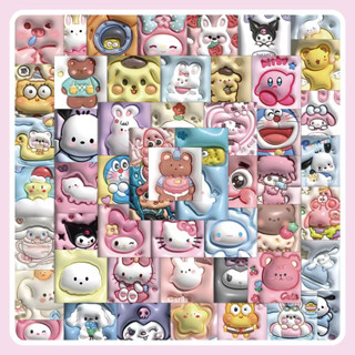 【60 ชิ้น】3D Sanrio Stickers สติกเกอร์ 3D สติกเกอร์ ลายการ์ตูน สติ๊กเกอร์กันน้ำ