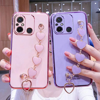 เคสโทรศัพท์มือถือ ชุบไฟฟ้า พร้อมสายคล้องมือ สําหรับ redmi 12C 11A