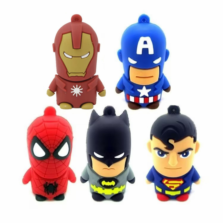 Marvel Series USB2.0 การ์ตูน Captain Batman Spider Man Superman Iron Man แฟลชไดรฟ์ความเร็วสูงไดรฟ์ USB 1GB 2GB 4GB 8GB 16GB 32GB 64GB 128GB